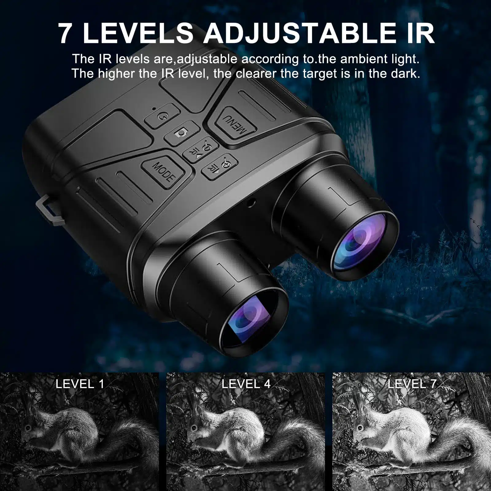 Monoculaire Vision Nocturne Numérique 100% Obscurité – 7 Niveaux IR, 984FT, Zoom 5x, Photos/Vidéos, Pour Chasse, Camping, Observation Animalière