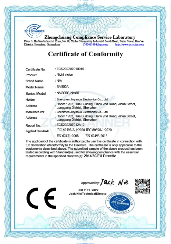 NV800A Certification