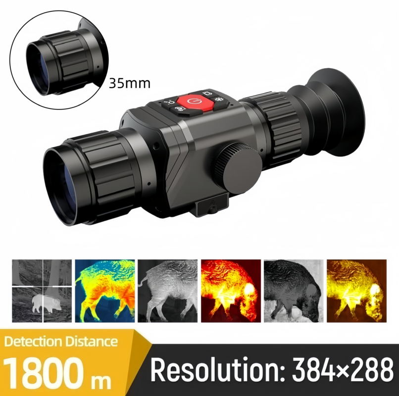 Visão noturna monocular 384 × 288 de alta resolução câmera termográfica com zoom digital 16X com paleta de 6 cores para visão noturna de caça