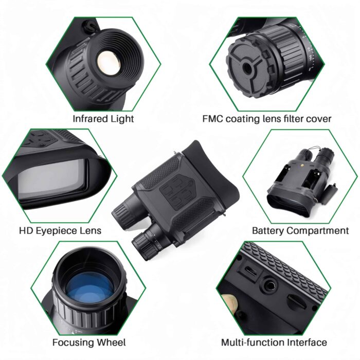 Binoculares de visión nocturna, gafas de visión nocturna con zoom digital de 8X