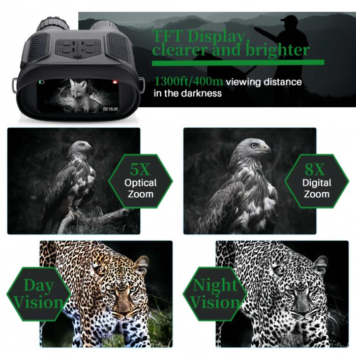 Binoculares de visión nocturna, gafas de visión nocturna con zoom digital de 8X