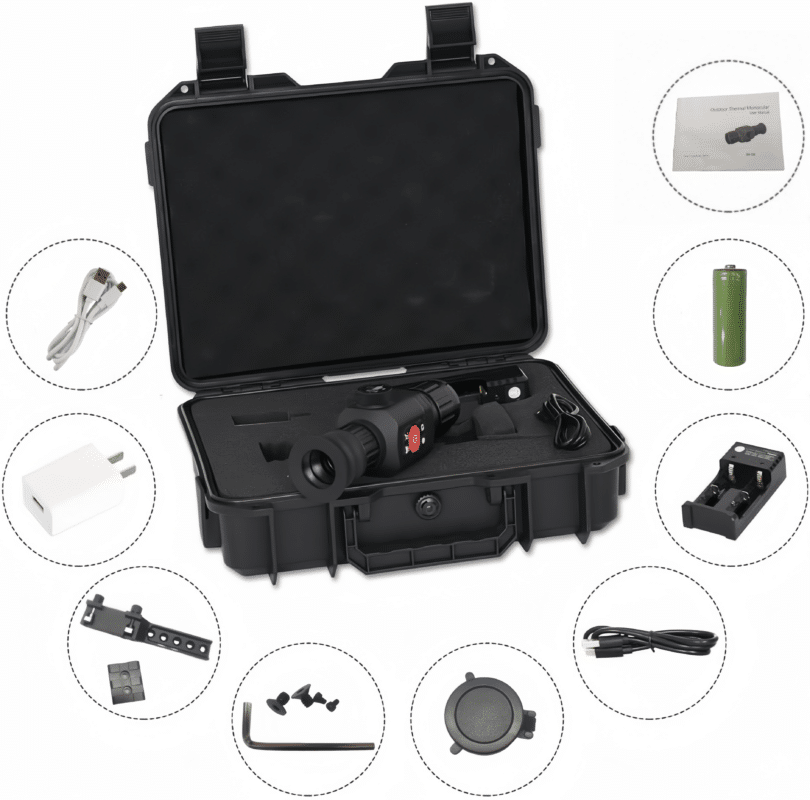 Visão noturna monocular 384 × 288 de alta resolução câmera termográfica com zoom digital 16X com paleta de 6 cores para visão noturna de caça