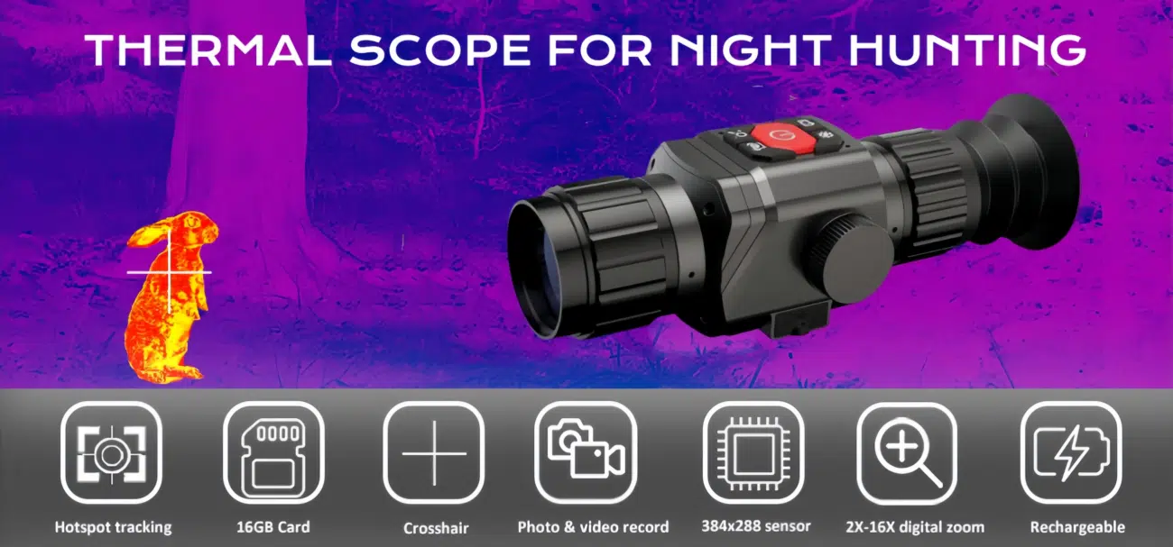 Night Vision Monocular 384×288 High-Resolution Thermal Imager Scope 16X Digital Zoom Sight Camera with 6 Color Palette for Hunting Night Vision